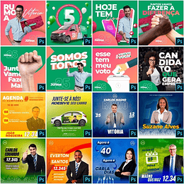 200 Artes Mídias Sociais Campanha Politica Eleitoral Editáveis Photoshop