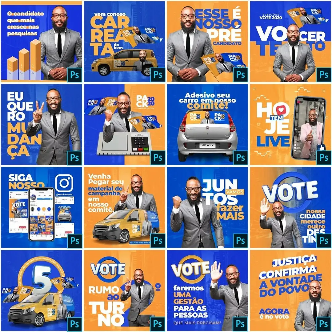 200 Artes Mídias Sociais Campanha Politica Eleitoral Editáveis Photoshop 3