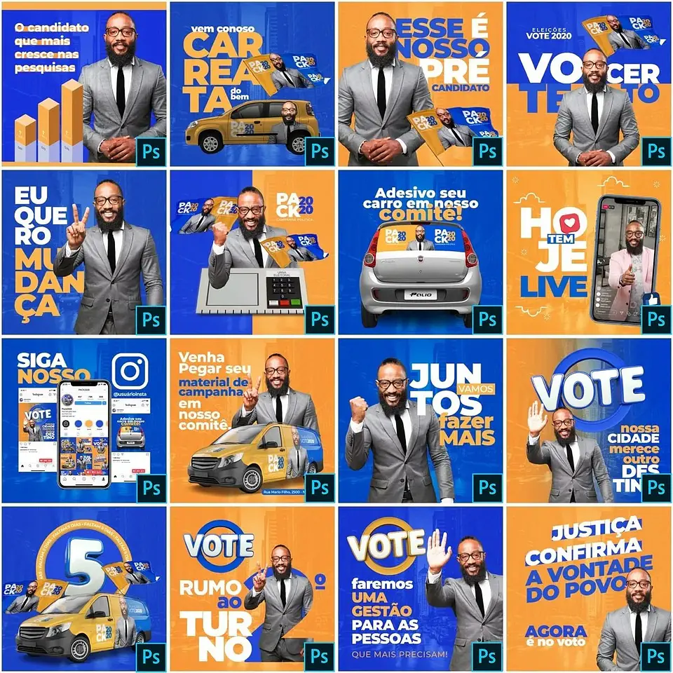 200 Artes Mídias Sociais Campanha Politica Eleitoral Editáveis Photoshop 3