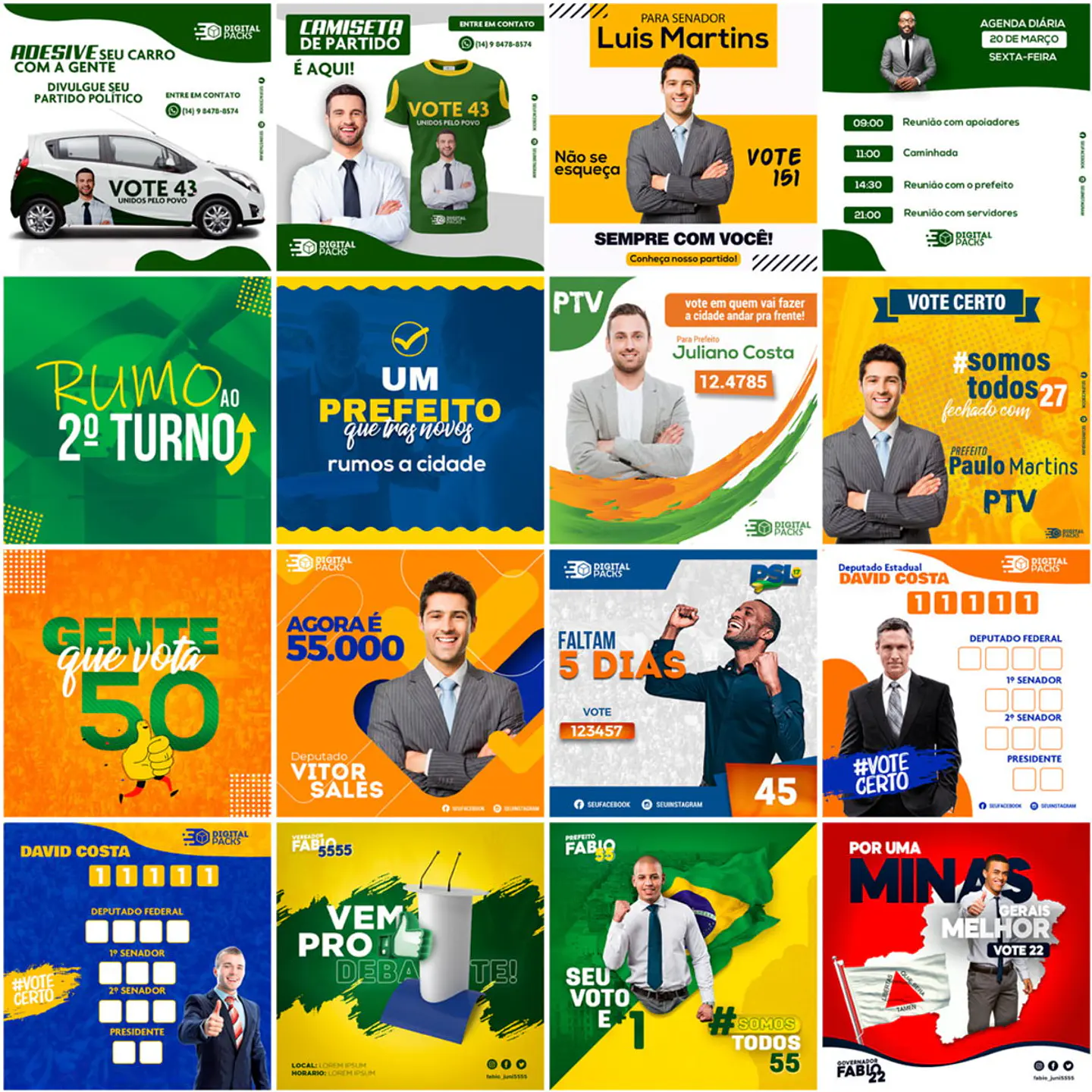 500 Artes Mídias Sociais Campanha Politica Eleitoral Editáveis Photoshop 2