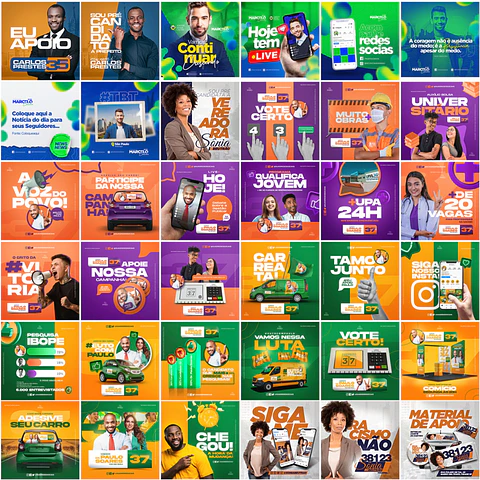 400 Artes Mídias Sociais Campanha Politica Eleitoral Editáveis Photoshop