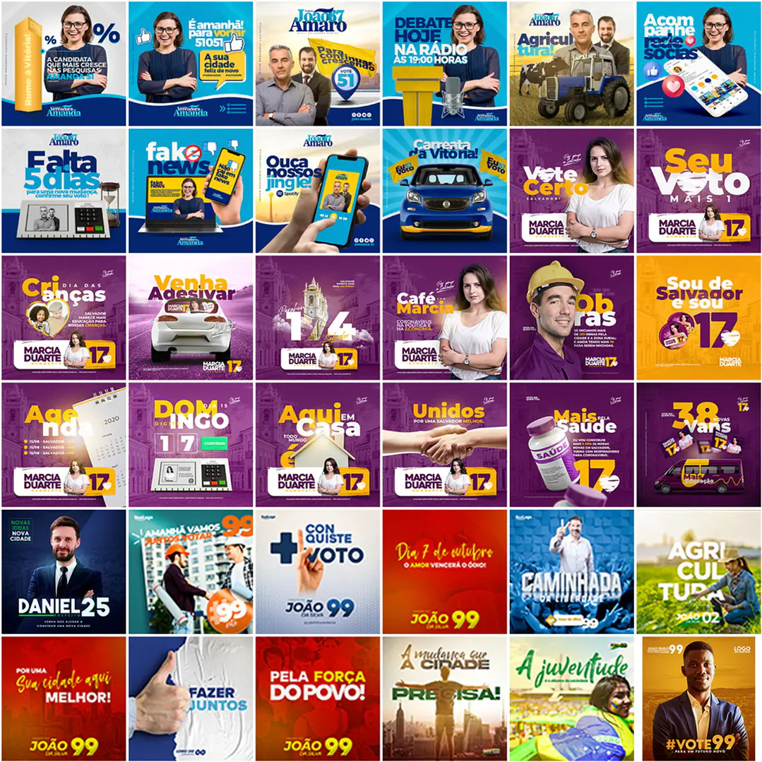 400 Artes Mídias Sociais Campanha Politica Eleitoral Editáveis Photoshop 3