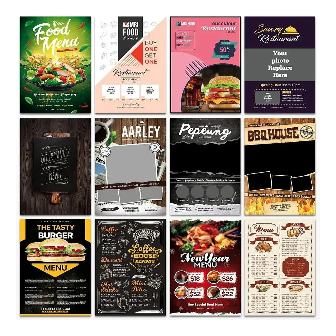 500 Artes Cardapio Menus Alimentos Editáveis Photoshop 1