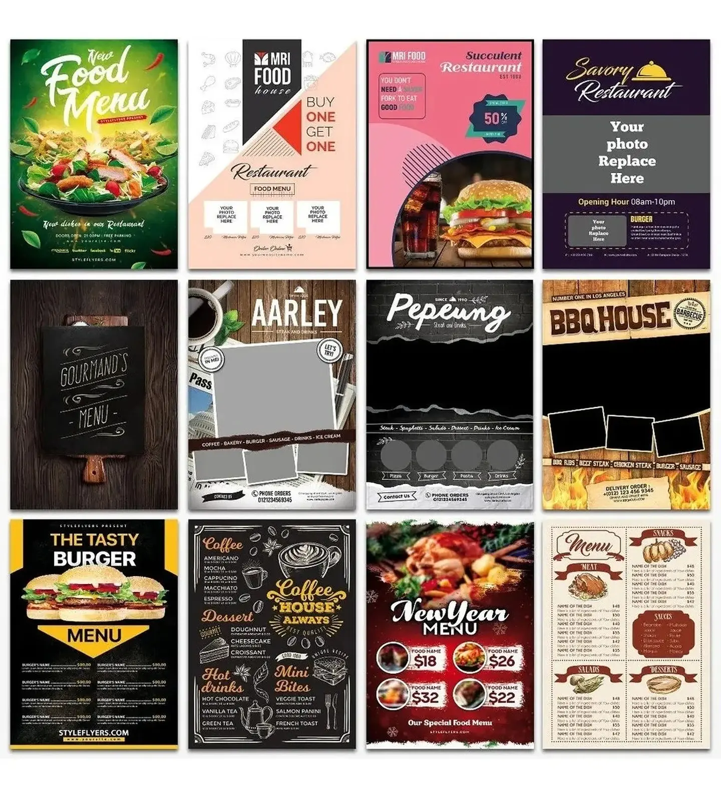 500 Artes Cardapio Menus Alimentos Editáveis Photoshop 1