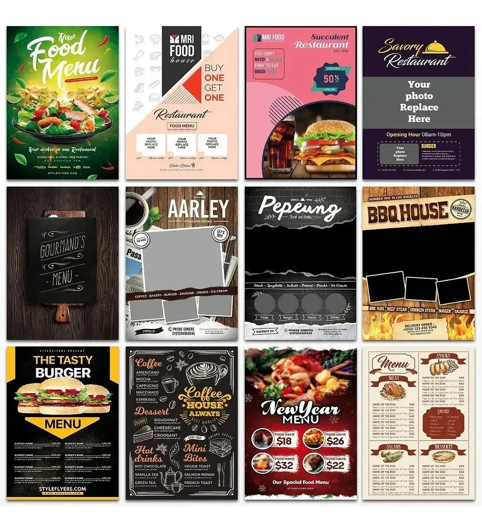 500 Artes Cardapio Menus Alimentos Editáveis Photoshop 1