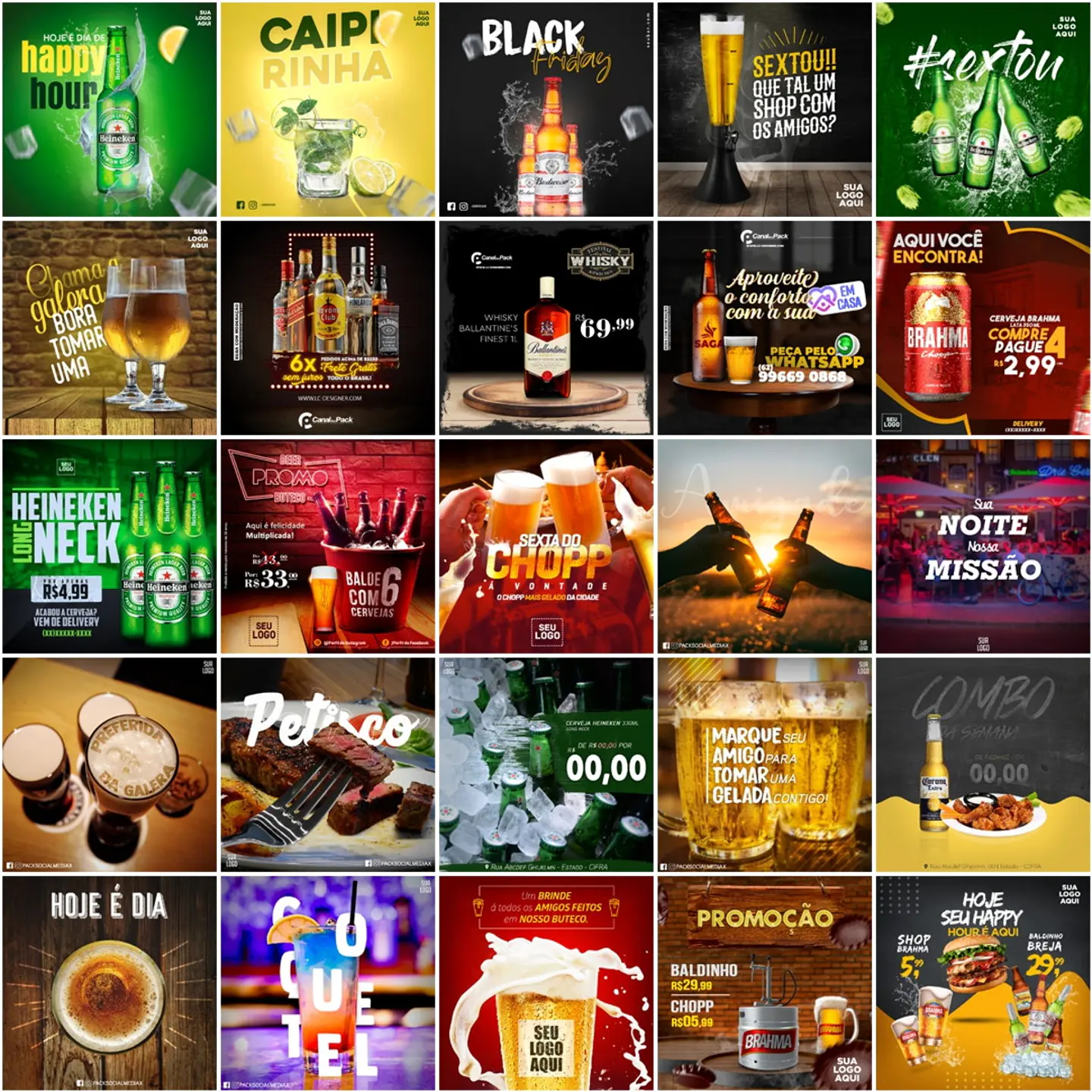 250 Artes Mídias Sociais Bares Cervejaria Distribuidora de Bebidas Editáveis Photoshop 1