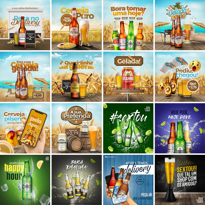 40 Artes Mídias Sociais Bar Bares Cervejaria Distribuidora de Bebidas Editáveis Photoshop 1