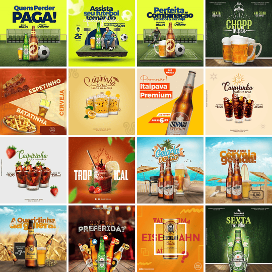 40 Artes Mídias Sociais Bar Bares Cervejaria Distribuidora de Bebidas Editáveis Photoshop