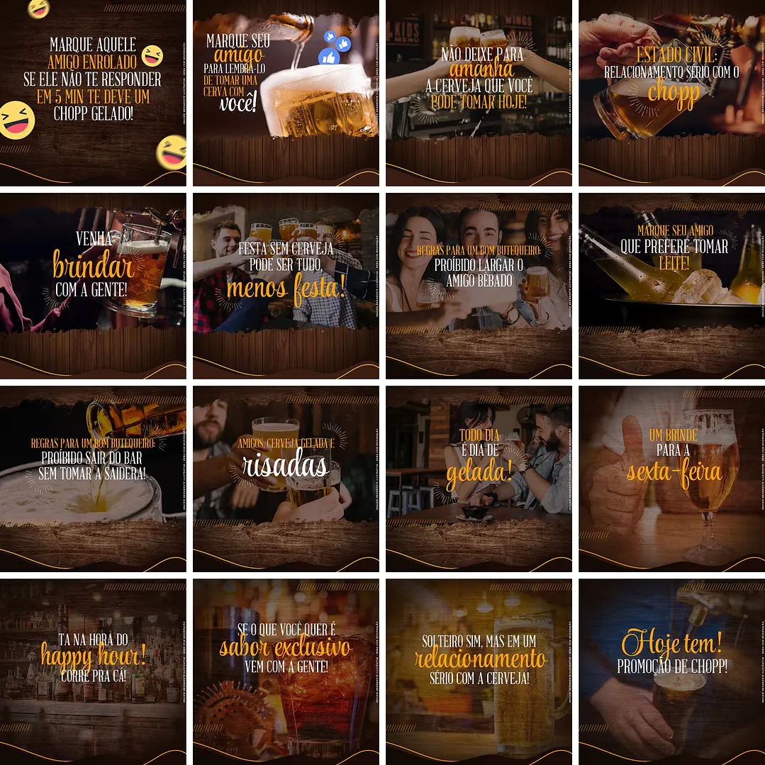 60 Artes Mídias Sociais Bares Distribuidora de Bebidas Bar Editáveis Photoshop 1