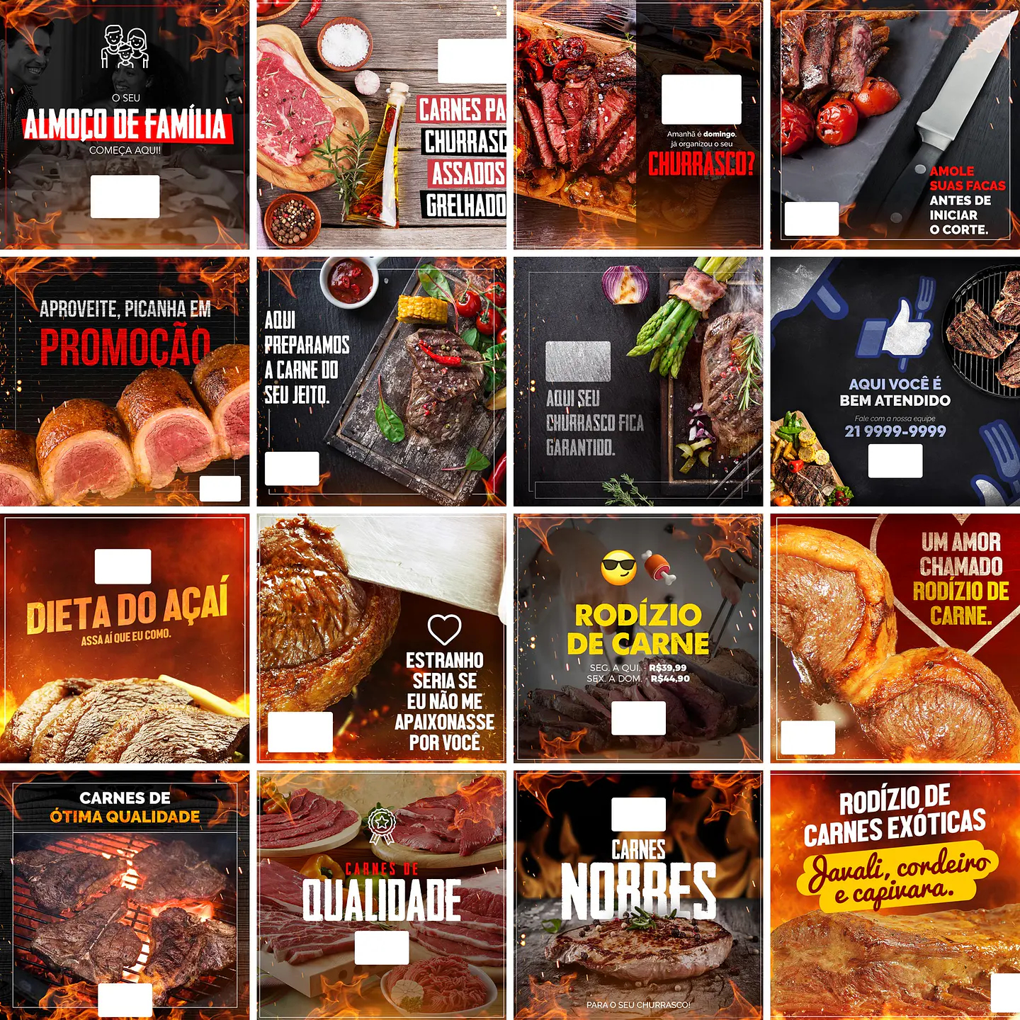 45 Artes Mídias Sociais Churrascaria Carnes Editáveis Photoshop 2