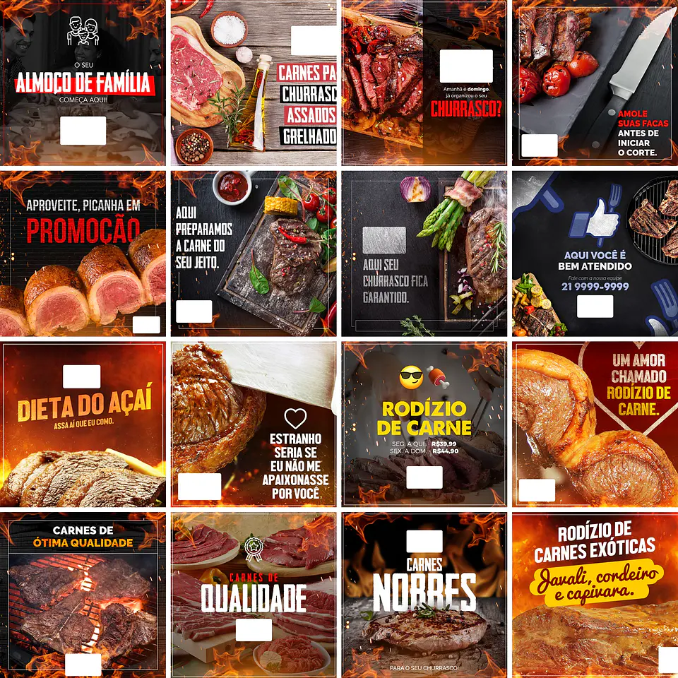 45 Artes Mídias Sociais Churrascaria Carnes Editáveis Photoshop 2
