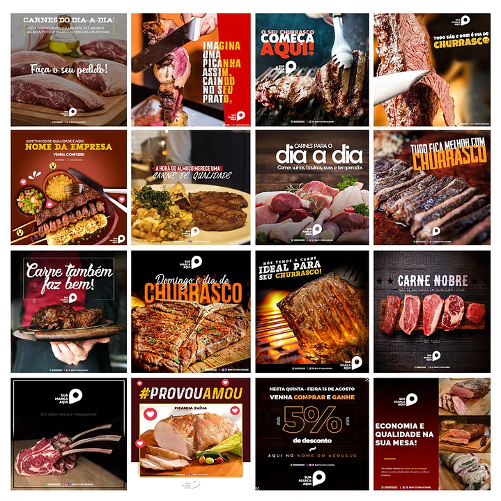 50 Artes Mídias Sociais Churrascaria Carnes Editáveis Photoshop 3