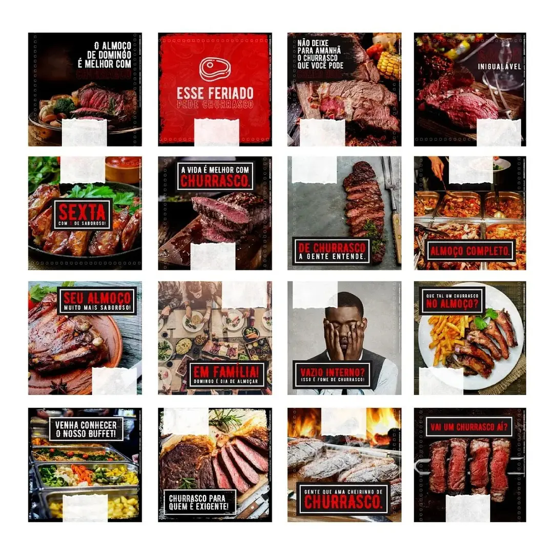130 Artes Mídias Sociais Churrascaria Carnes Editáveis Photoshop 1