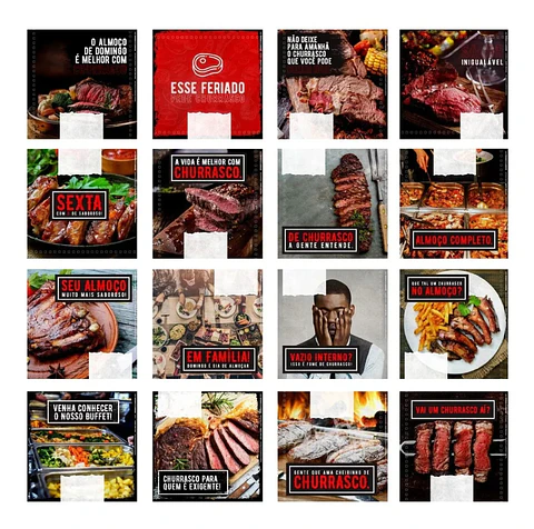 130 Artes Mídias Sociais Churrascaria Carnes Editáveis Photoshop