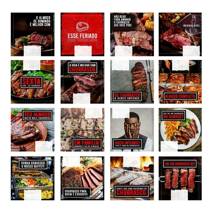 130 Artes Mídias Sociais Churrascaria Carnes Editáveis Photoshop 1