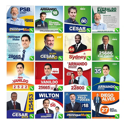 80 Artes Mídias Sociais Campanha Politica Eleitoral Editáveis Corel Draw