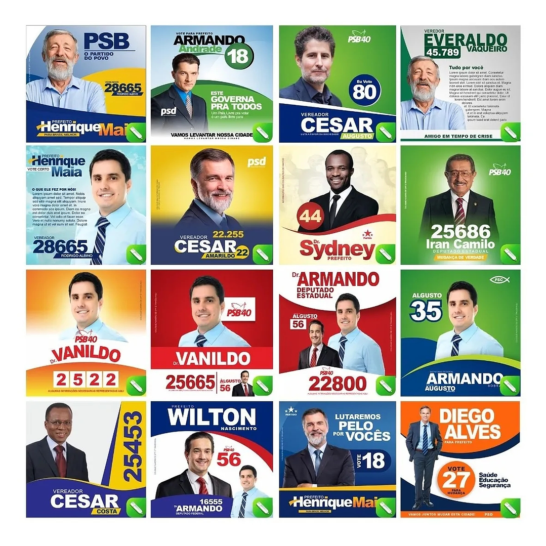 80 Artes Mídias Sociais Campanha Politica Eleitoral Editáveis Corel Draw 1
