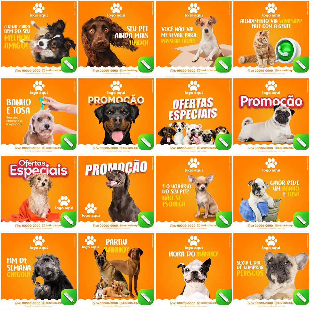 100 Artes Mídias Sociais Pet Shop Editáveis Corel Draw 2
