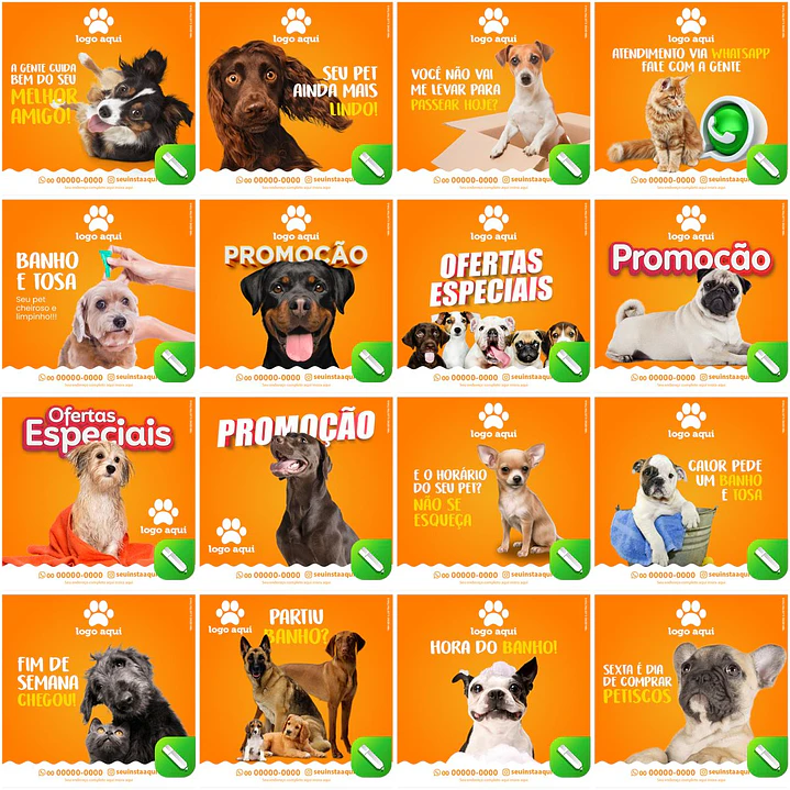 100 Artes Mídias Sociais Pet Shop Editáveis Corel Draw 2