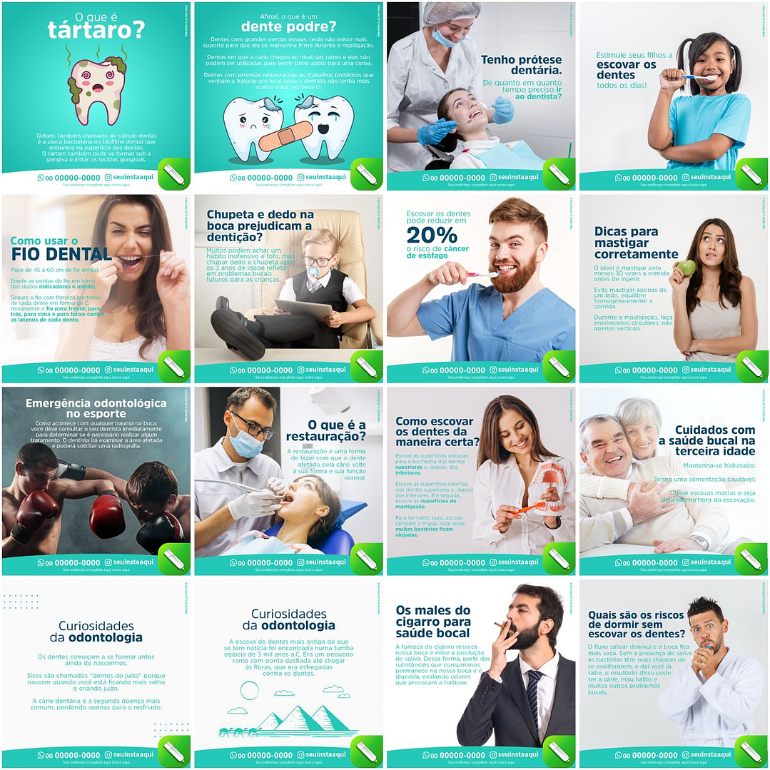 100 Artes Mídias Sociais Odonto Dentista Editáveis Corel Draw 1