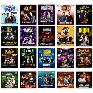 50 Artes Mídias Sociais Festas Shows e Eventos Editáveis Corel Draw