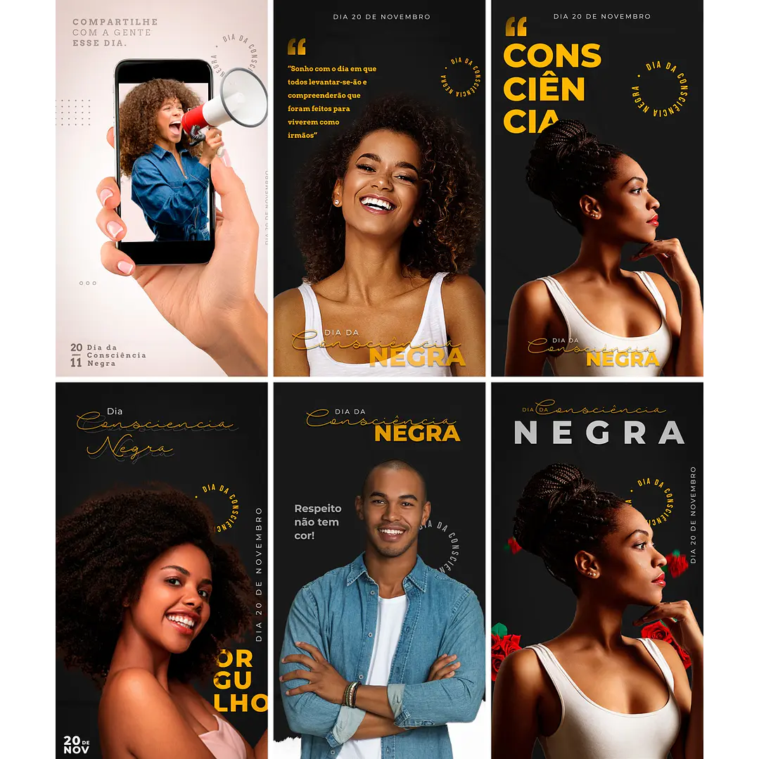 25 Artes Mídias Sociais Consciencia Negra Editáveis Photoshop 3
