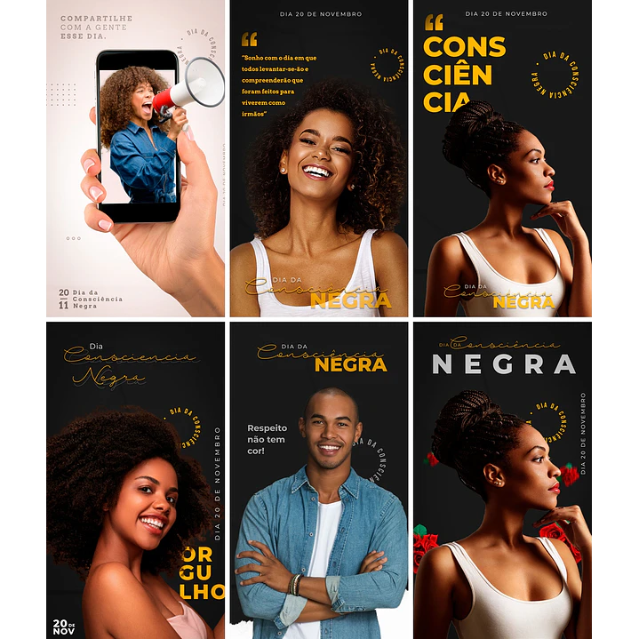 25 Artes Mídias Sociais Consciencia Negra Editáveis Photoshop 3