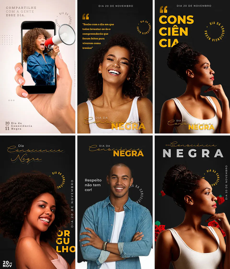 25 Artes Mídias Sociais Consciencia Negra Editáveis Photoshop 3