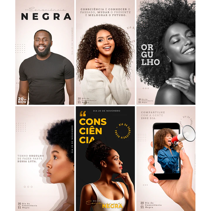 25 Artes Mídias Sociais Consciencia Negra Editáveis Photoshop 4