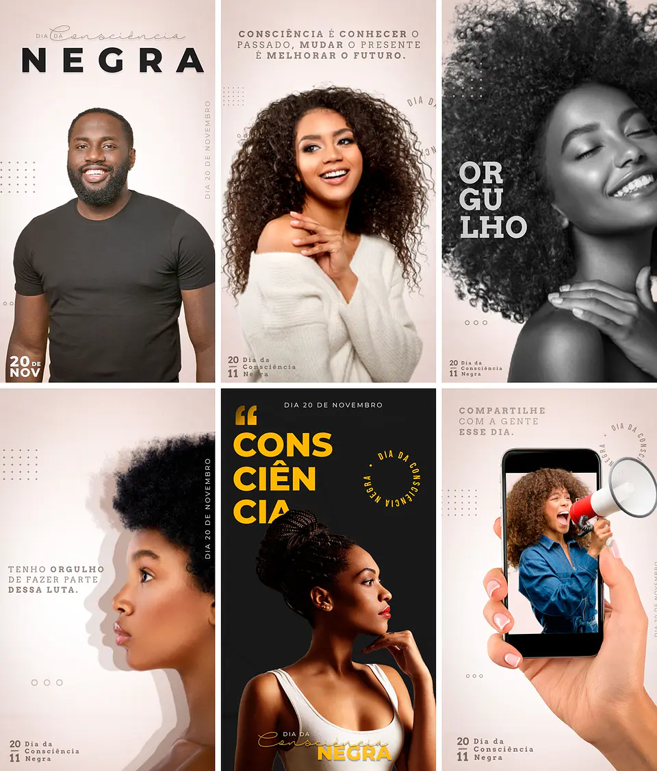25 Artes Mídias Sociais Consciencia Negra Editáveis Photoshop 4