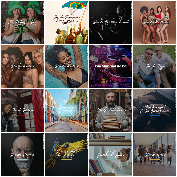 130 Artes Mídias Sociais Datas Comemorativas Editáveis Photoshop 1