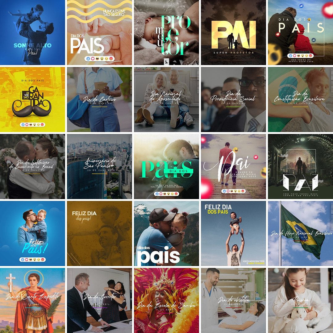 150 Artes Mídias Sociais Datas Comemorativas Editáveis Photoshop 3