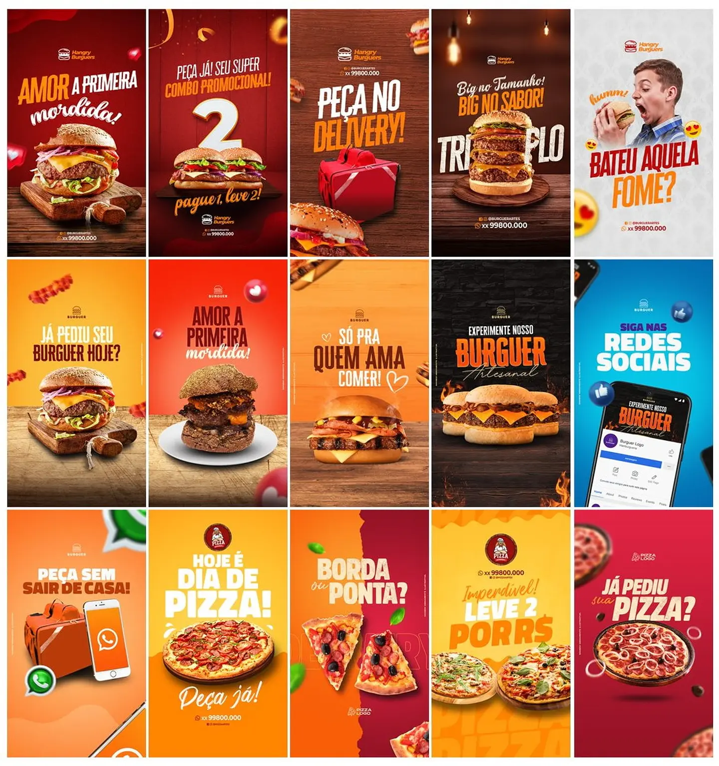 40 Artes Mídias Sociais Delivery Entregas Editáveis Photoshop 3