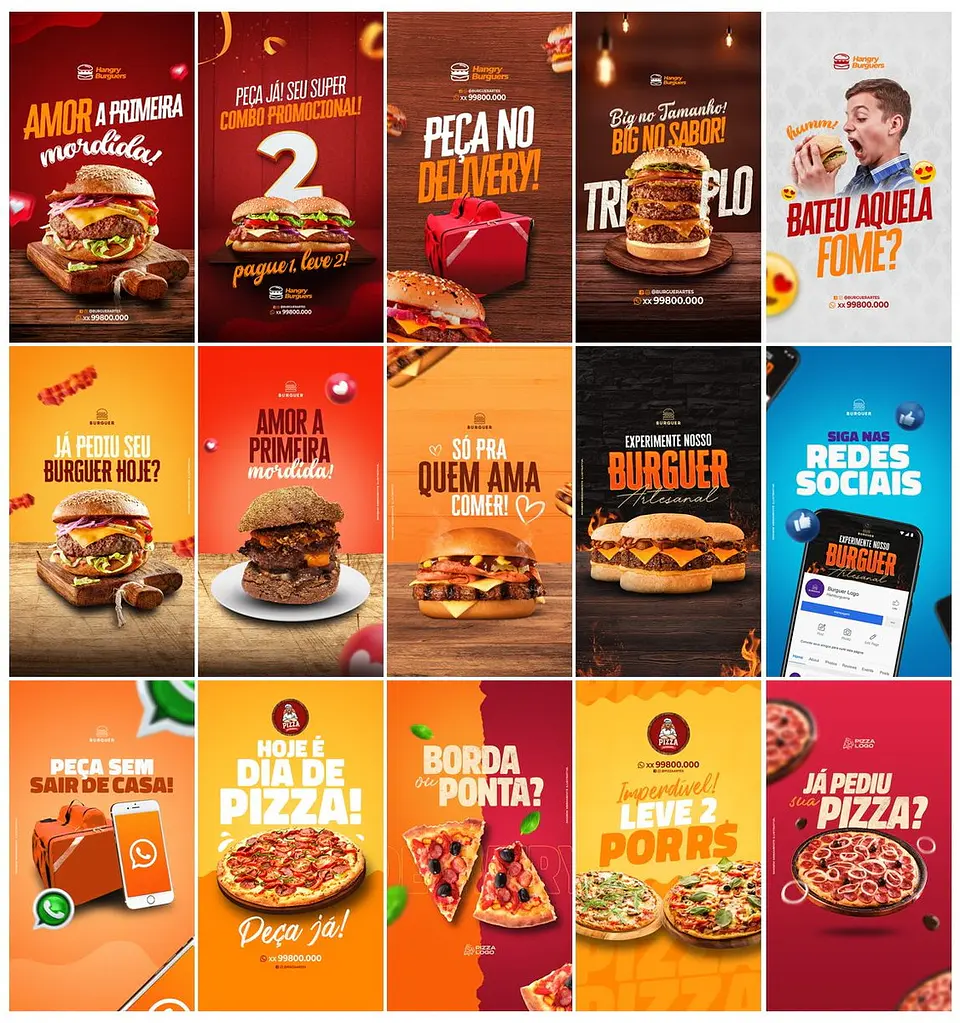 40 Artes Mídias Sociais Delivery Entregas Editáveis Photoshop 3