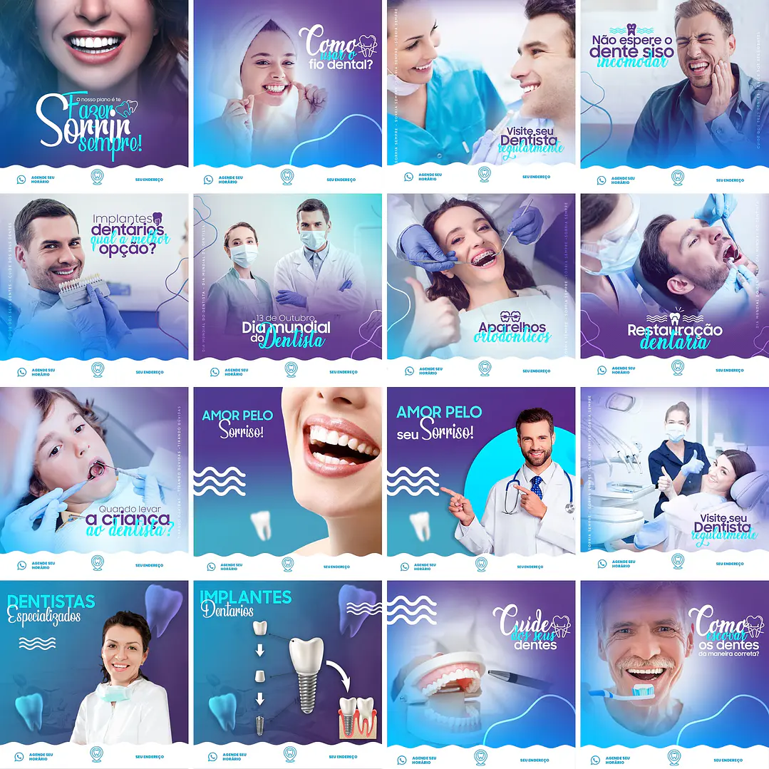 32 Artes Mídias Sociais Dentista Odonto Editáveis Photoshop 2