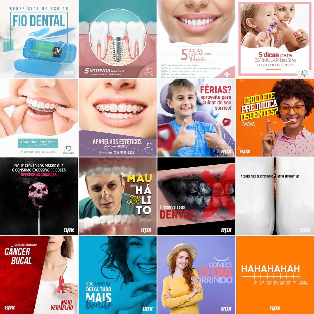 50 Artes Mídias Sociais Dentista Odonto Editáveis Photoshop 2
