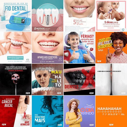 50 Artes Mídias Sociais Dentista Odonto Editáveis Photoshop