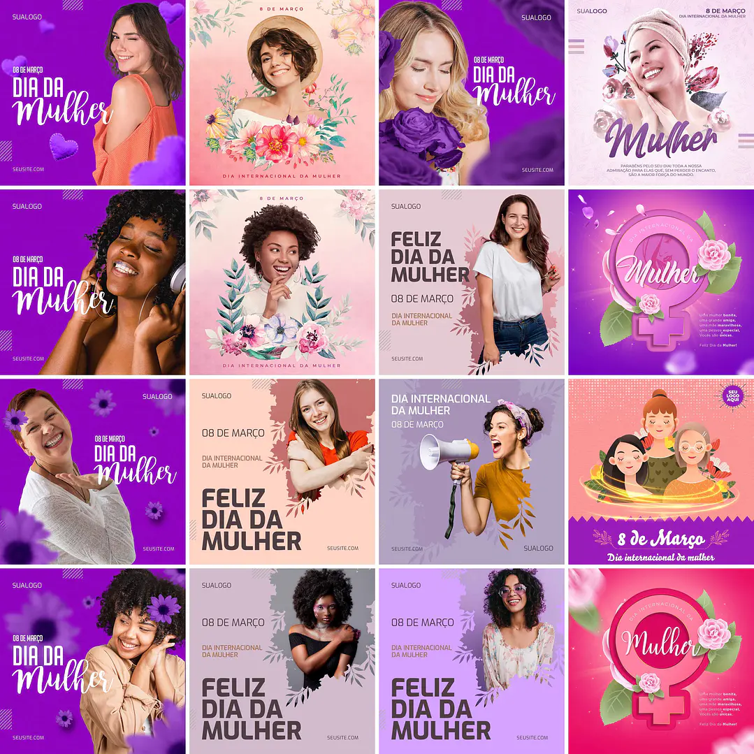 85 Artes Mídias Sociais Dia da Mulher Editáveis Photoshop 2