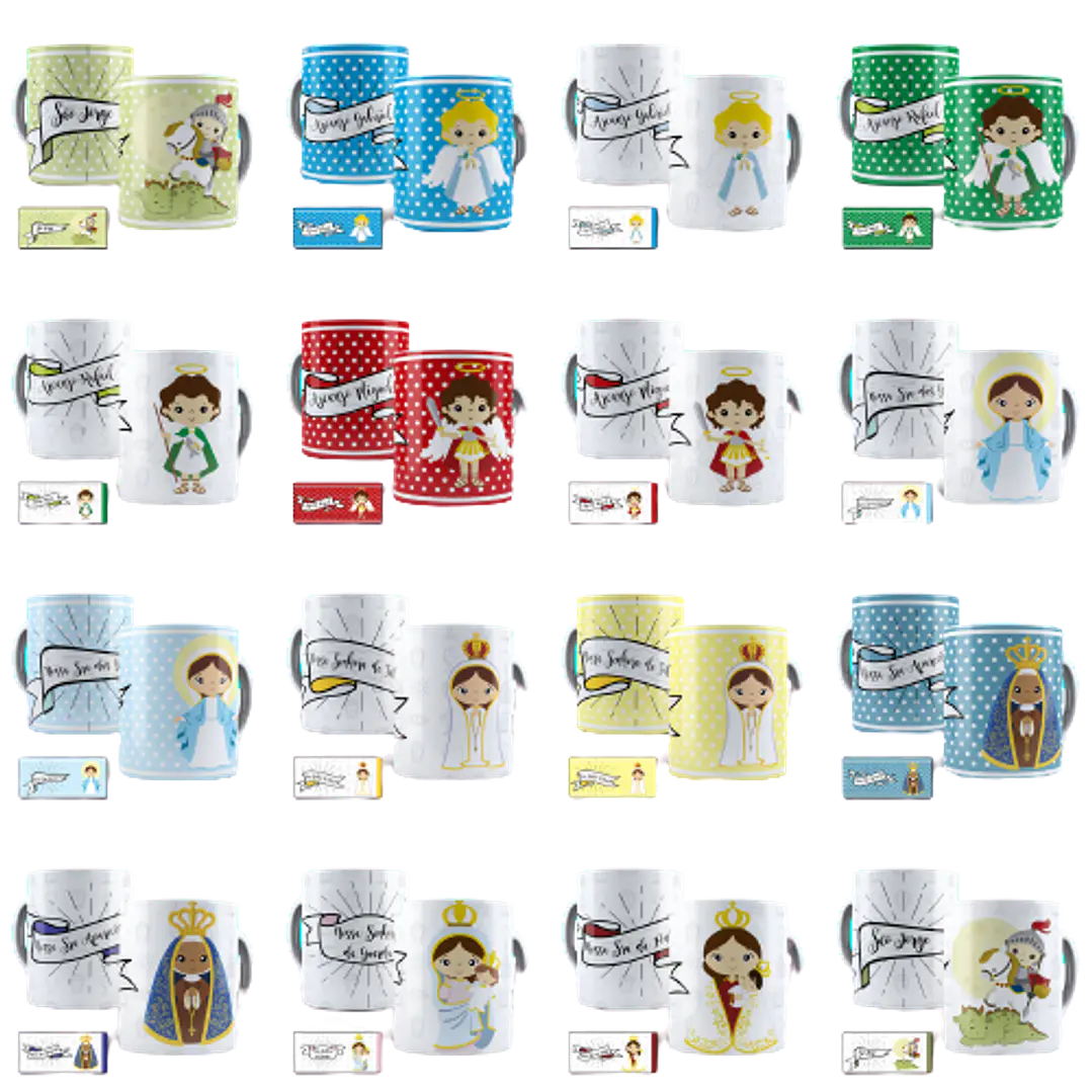 40 Artes para Caneca Estampas Santinhos Santos Catolico Editável em Corel Draw 1