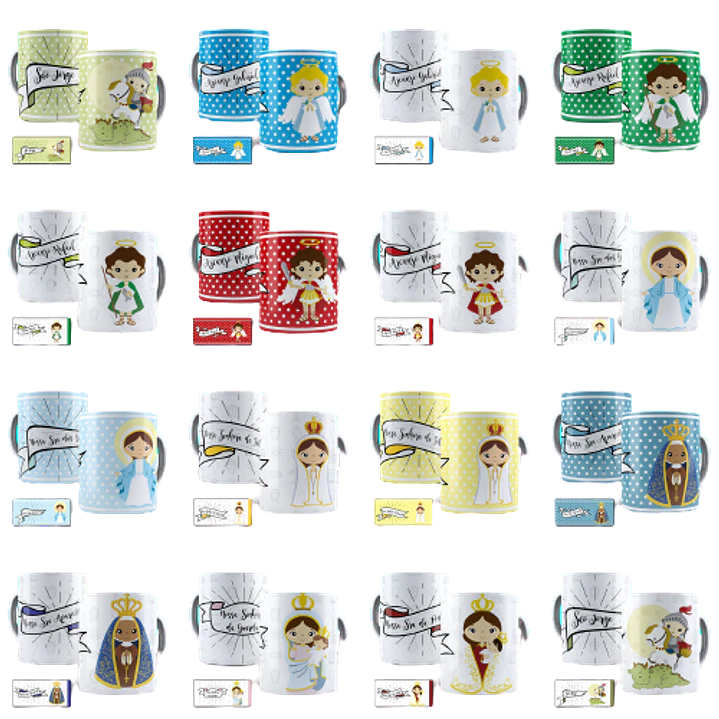 40 Artes para Caneca Estampas Santinhos Santos Catolico Editável em Corel Draw 1