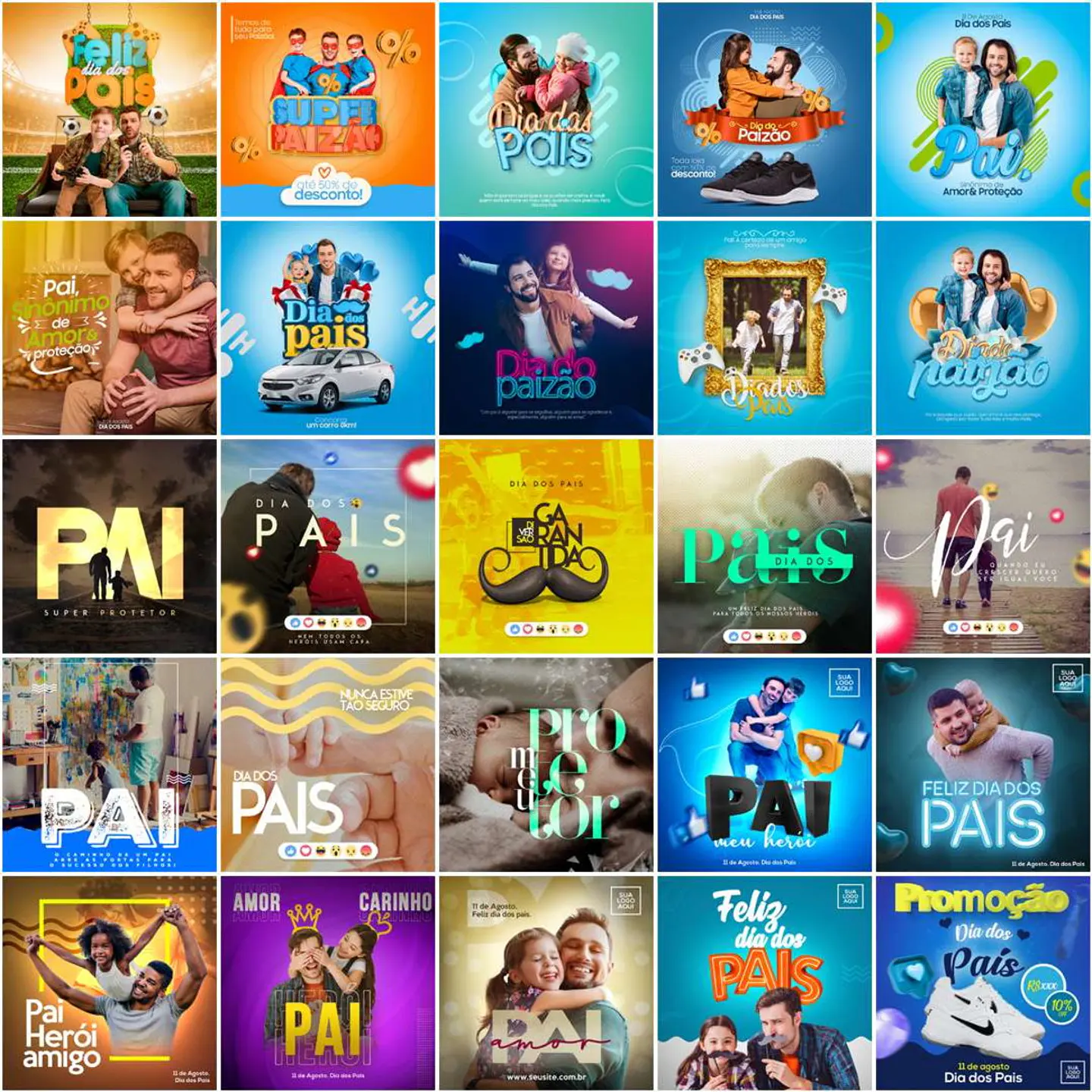 240 Artes Mídias Sociais Dia dos Pais Editáveis Photoshop 3