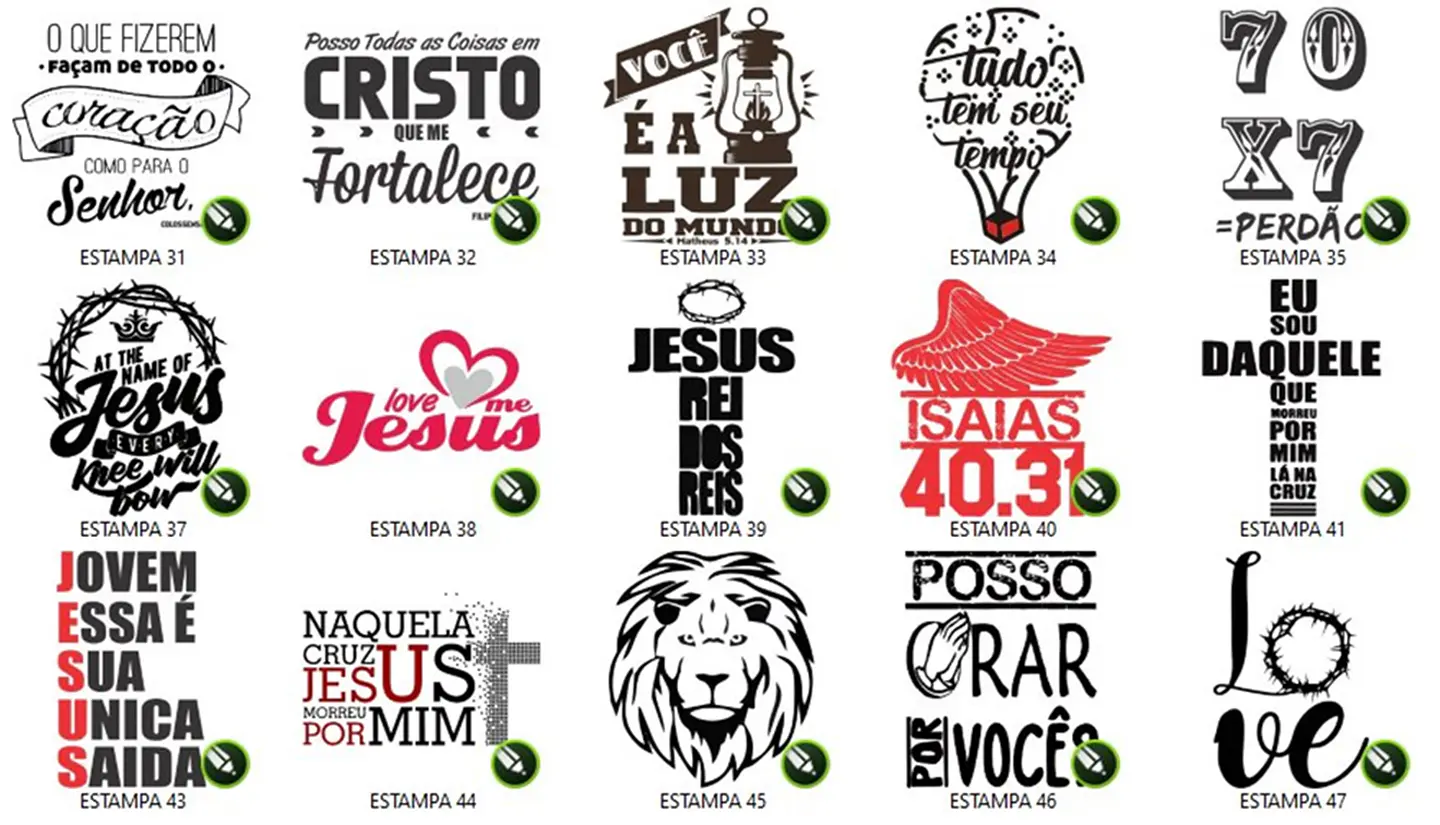 150 Artes Estampas Sublimação Silk Vetores Vetor Gospel Editável em Corel Draw 1