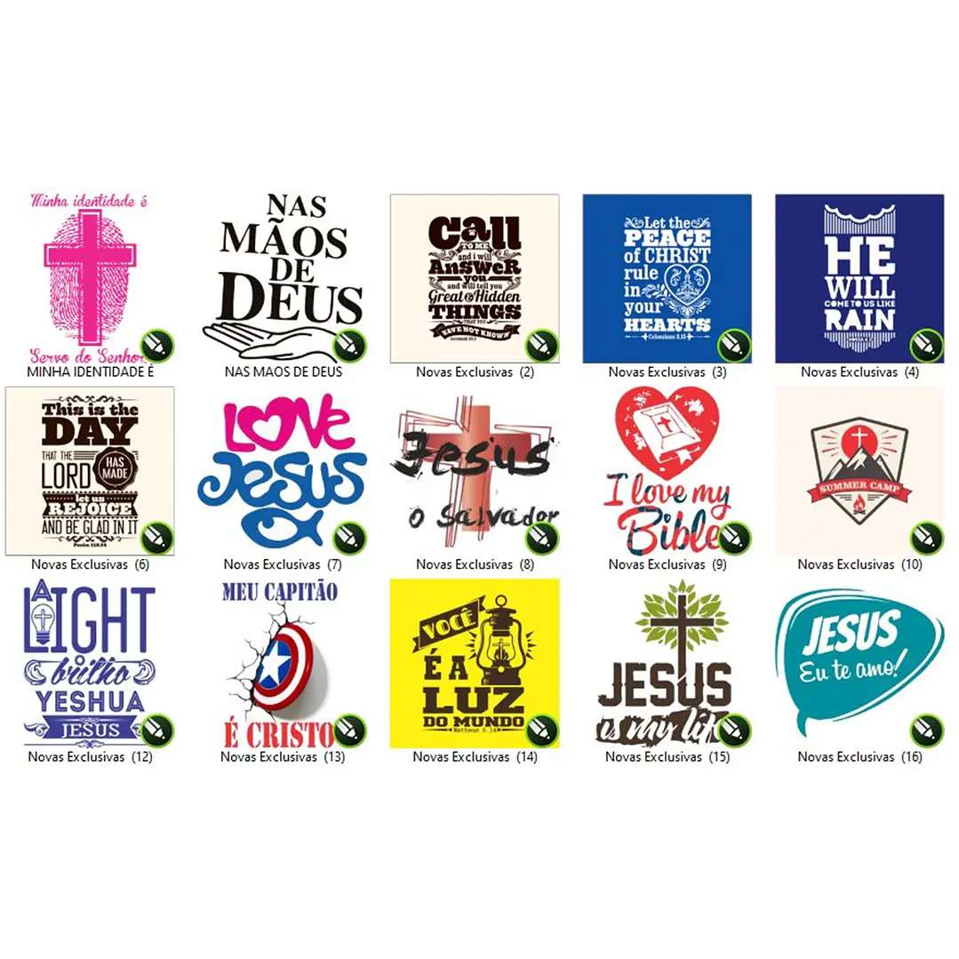 150 Artes Estampas Sublimação Silk Vetores Vetor Gospel Editável em Corel Draw 4