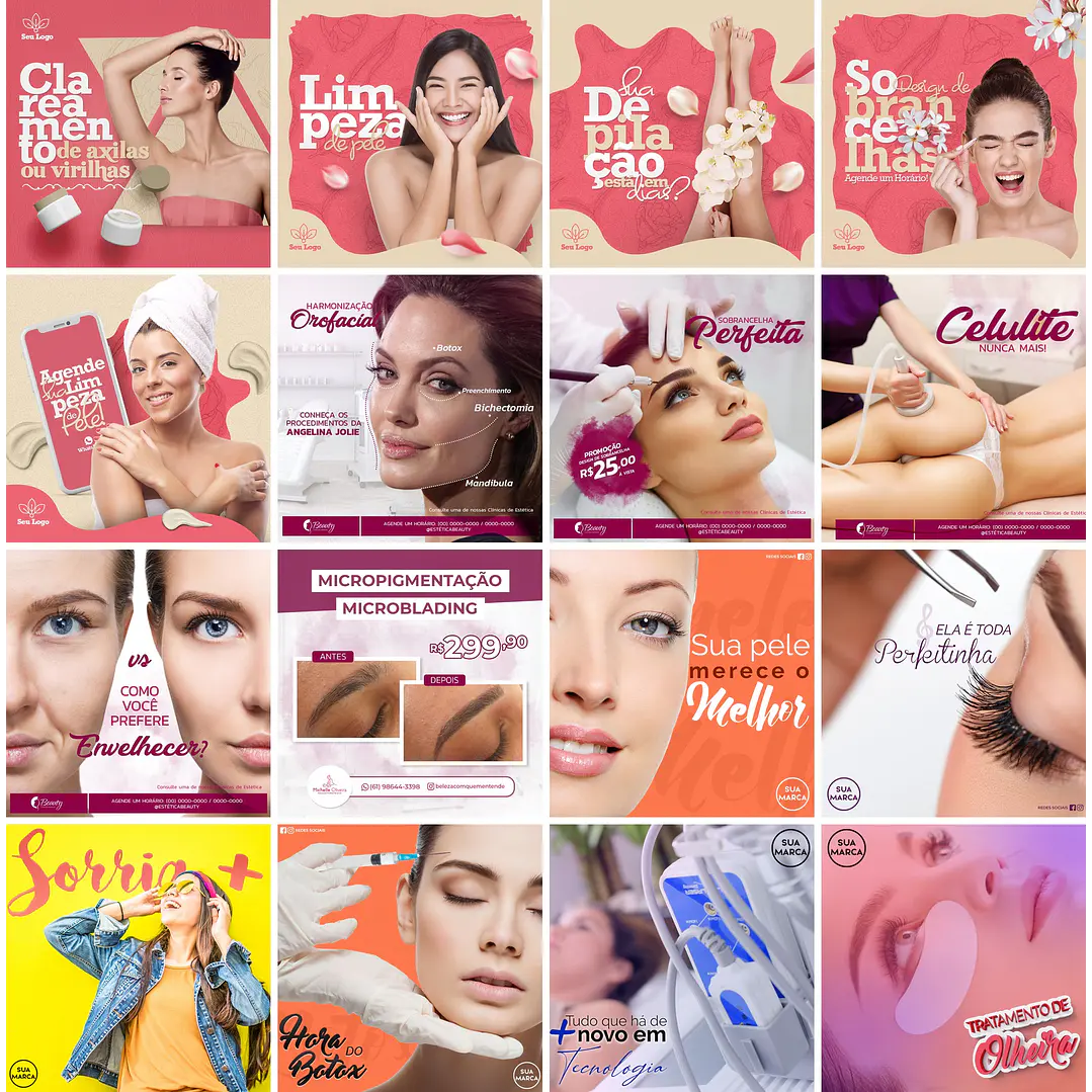 50 Artes Mídias Sociais Estetica Editáveis Photoshop 1