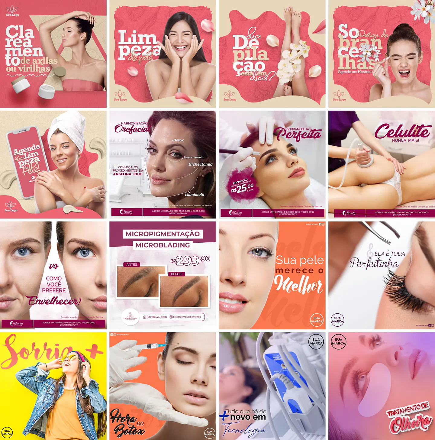 50 Artes Mídias Sociais Estetica Editáveis Photoshop 1
