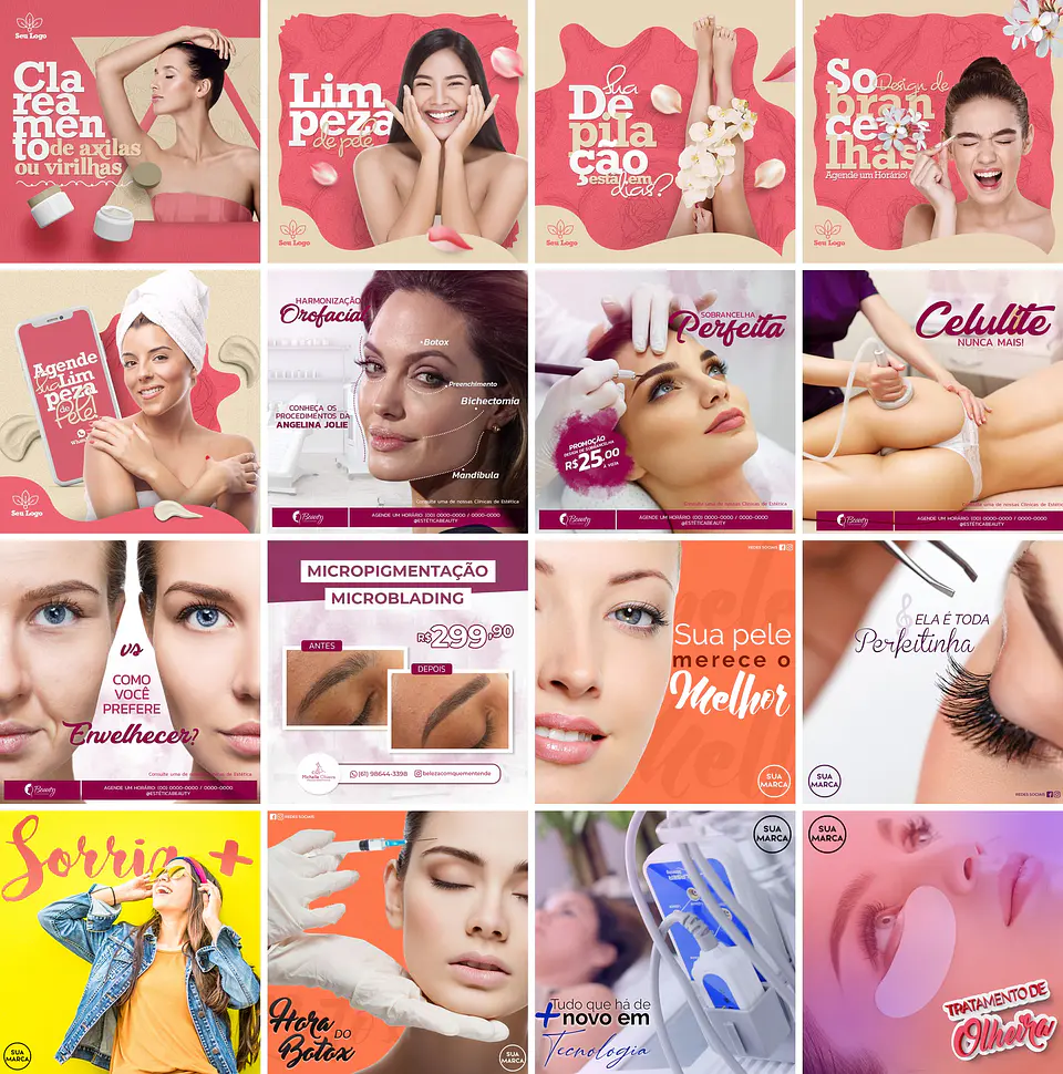 50 Artes Mídias Sociais Estetica Editáveis Photoshop 1
