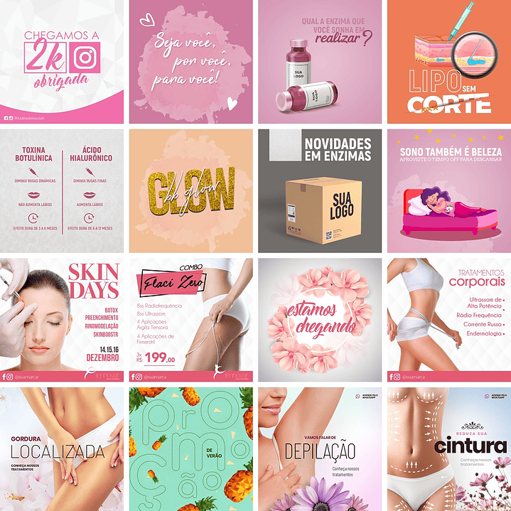 100 Artes Mídias Sociais Estetica Editáveis Photoshop 2