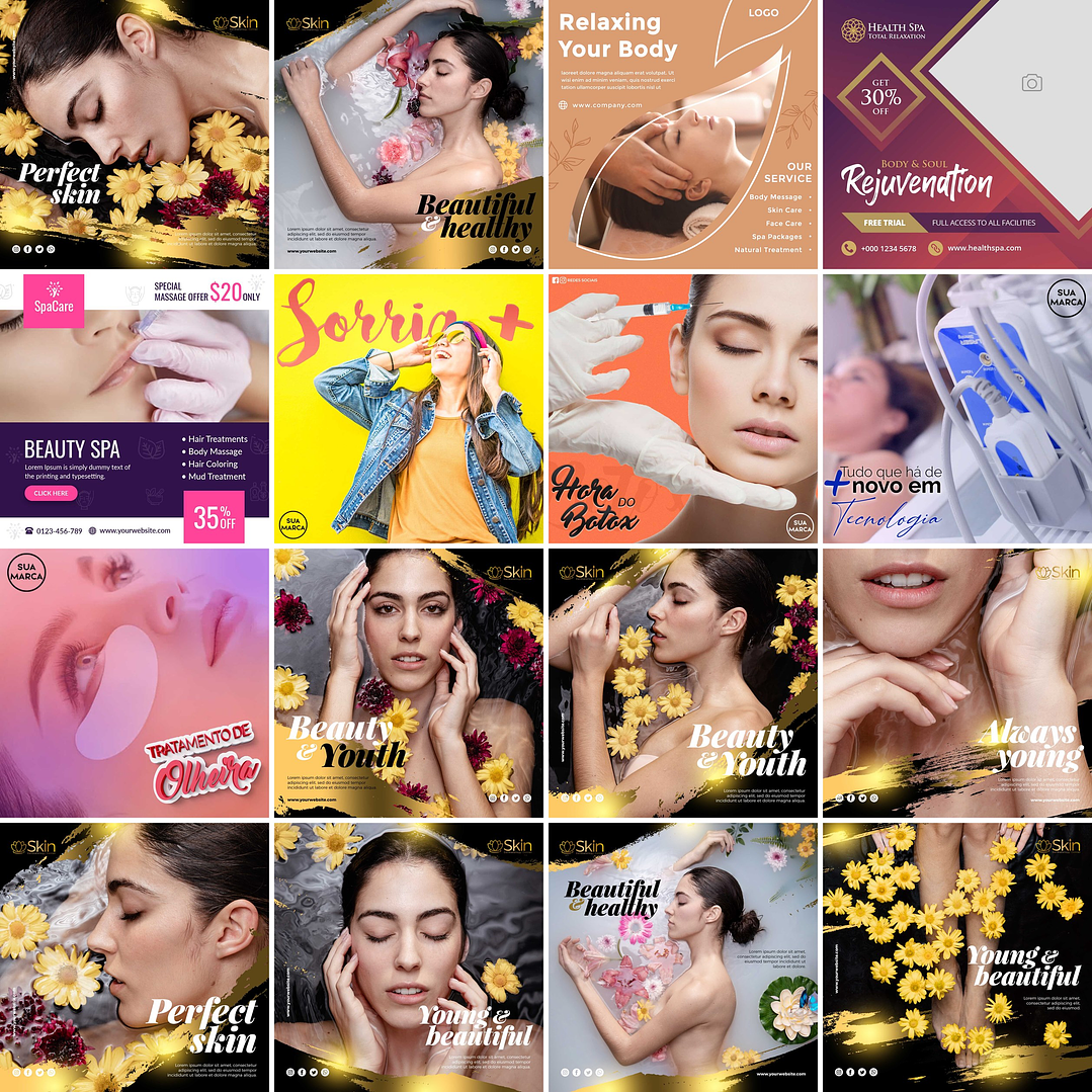 100 Artes Mídias Sociais Estetica Editáveis Photoshop 4