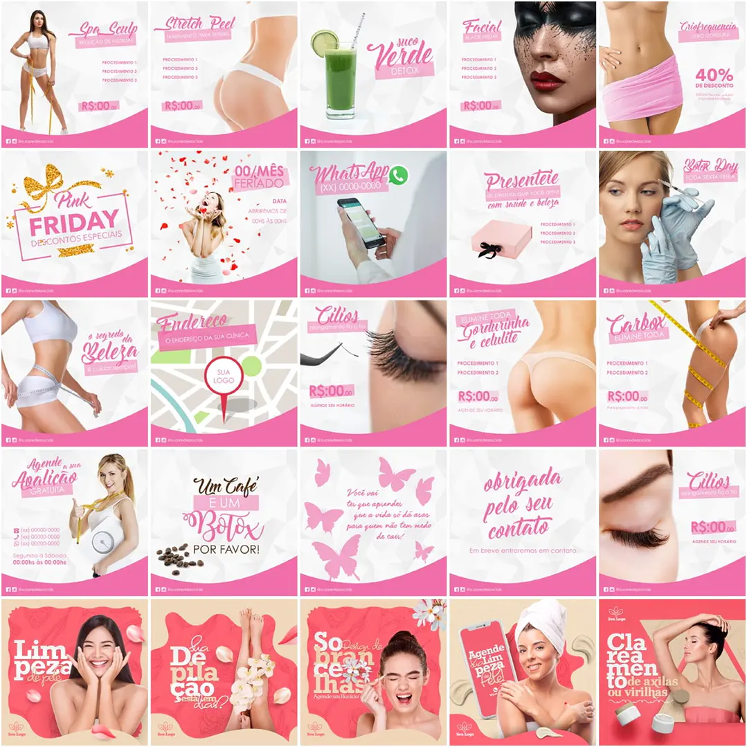 160 Artes Mídias Sociais Estética Editáveis Photoshop 2