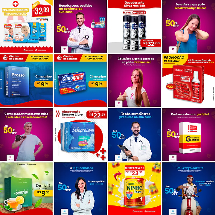65 Artes Mídias Sociais Fármacia Editáveis Photoshop 2